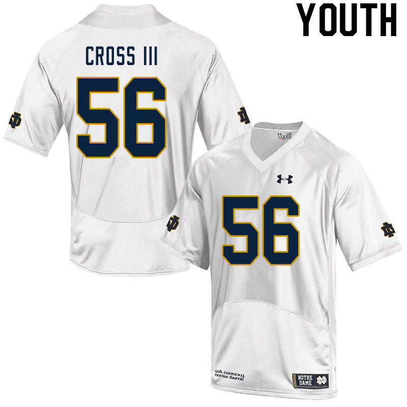 Youth #56 Howard Cross III Notre Dame Fighting Irish College Football Jerseys Sale-White - Click Image to Close